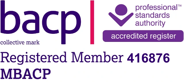 BACP collective mark, Registered Member 416876 MBACP, Professional Standards Authority accredited register. Opens the BACP Register.